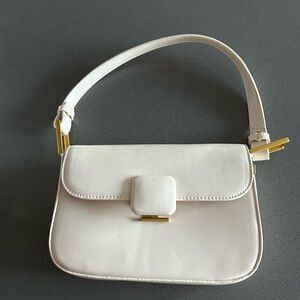 Madison West Cream and Gold-tone Hardware Shoulder Bag
